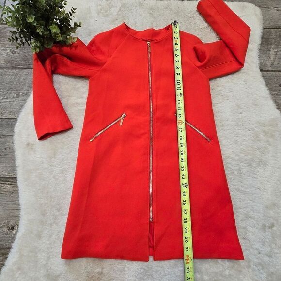 H&M Red-Orange Collarless Jacket, Size 2 - Picture 4 of 7